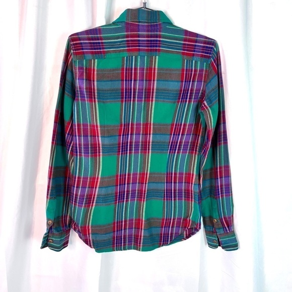RALPH LAUREN MULTICOLOUR FANNEL PLAID BUTTON DOWN SHIRT PREPPY LONG SLEEVE SMALL - Picture 4 of 10